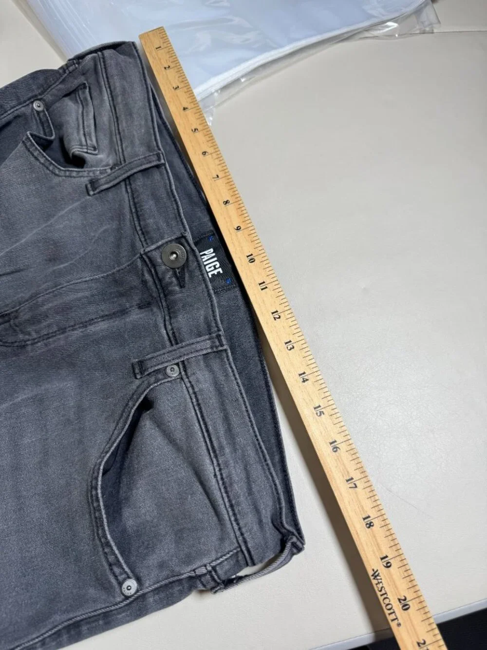 Paige Federal Slim Straight Men Jeans 34x29 Dark Wash Gray Black Stretch denim